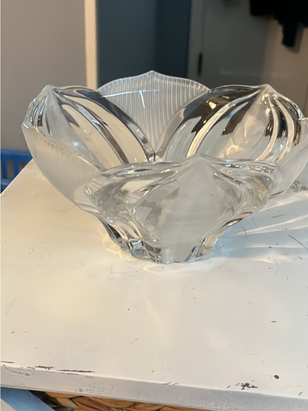 Clear Sculpted Glass Decorative Bowl - Elegant Home Accent
